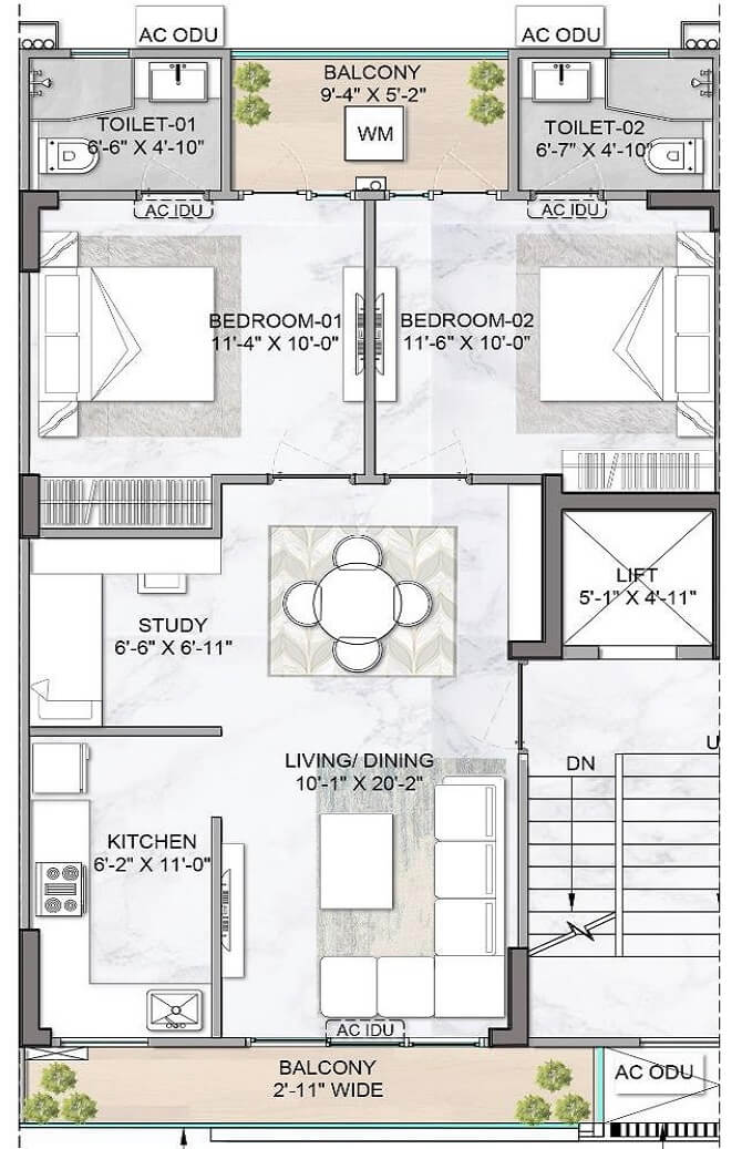Floor Plan - M3M Antalya Hills 2.5 BHK